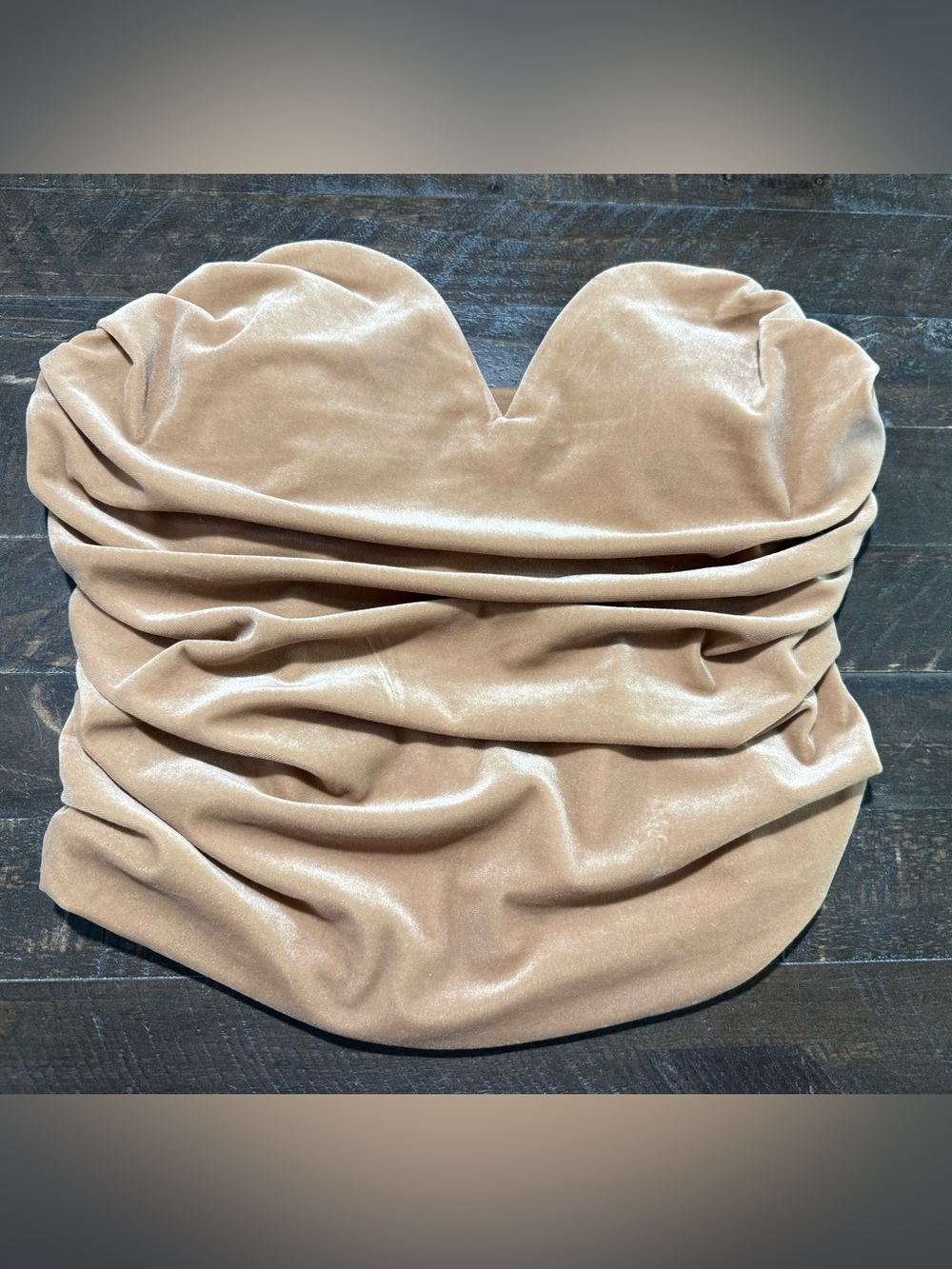 Express Body Contour Sand Beige Velvet Bustier Top Sz L  Summer Night Club Party